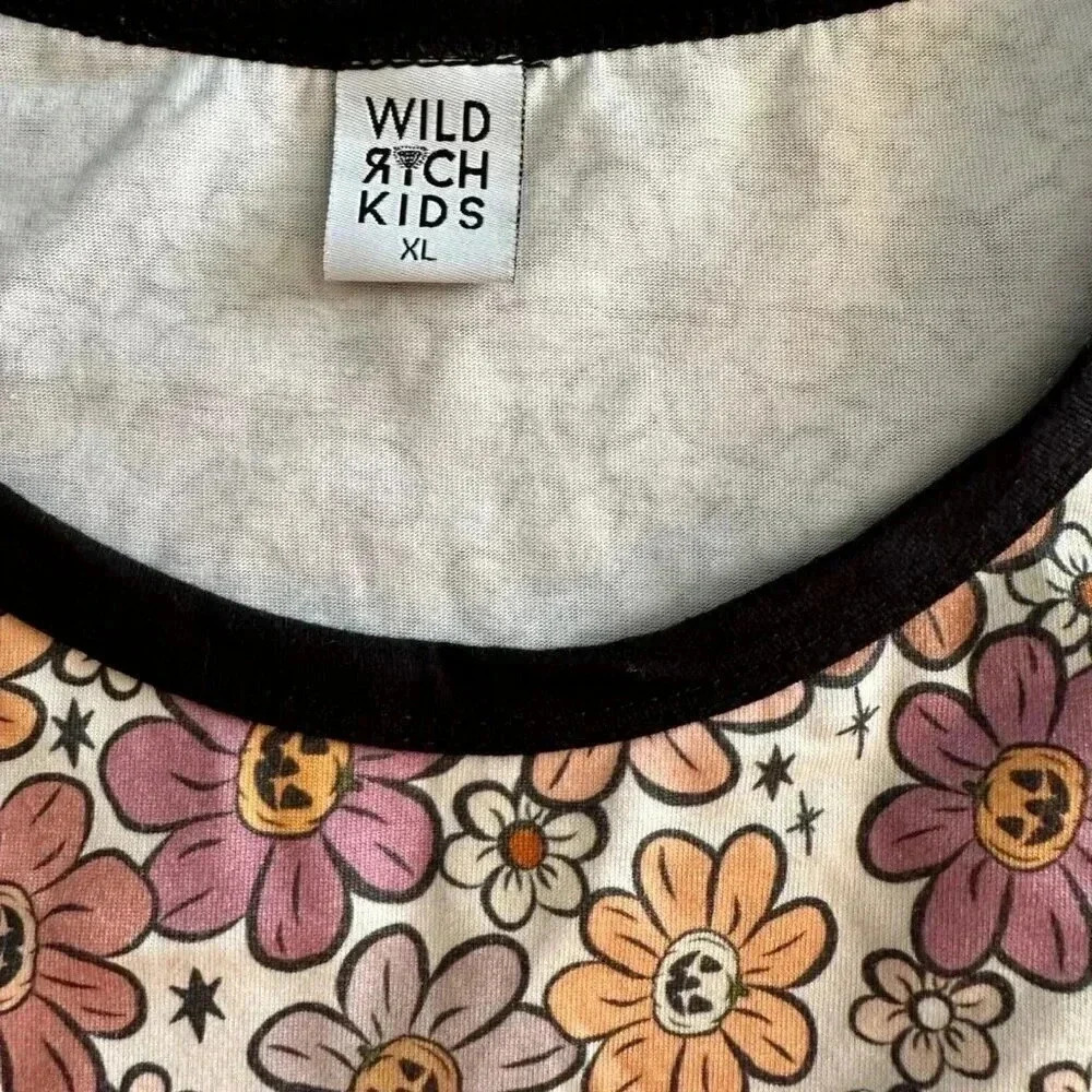 Wild Rich Kids T-Shirt Adult Size XL flower jack-o-lantern pumpkin print - Picture 9 of 10